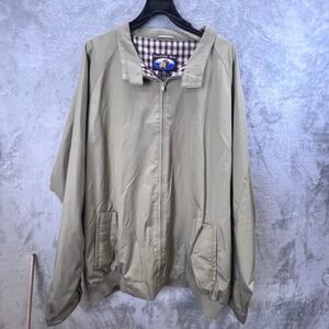 Falcon Bay Mens 4XLT Khaki Tan Harrington Jacket Plaid Lined Windbreaker Vintage